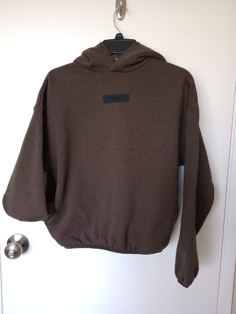Essentials Brown Pullover Hoodie with Minimal Logo
